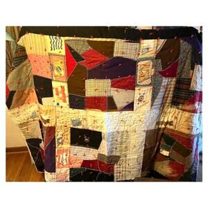 Antique Patchwork Quilt with Cigarette Flag Felts 70x52"